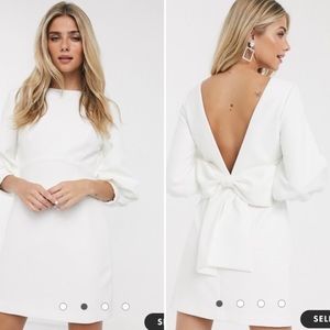 Ever New bow back mini dress in ivory